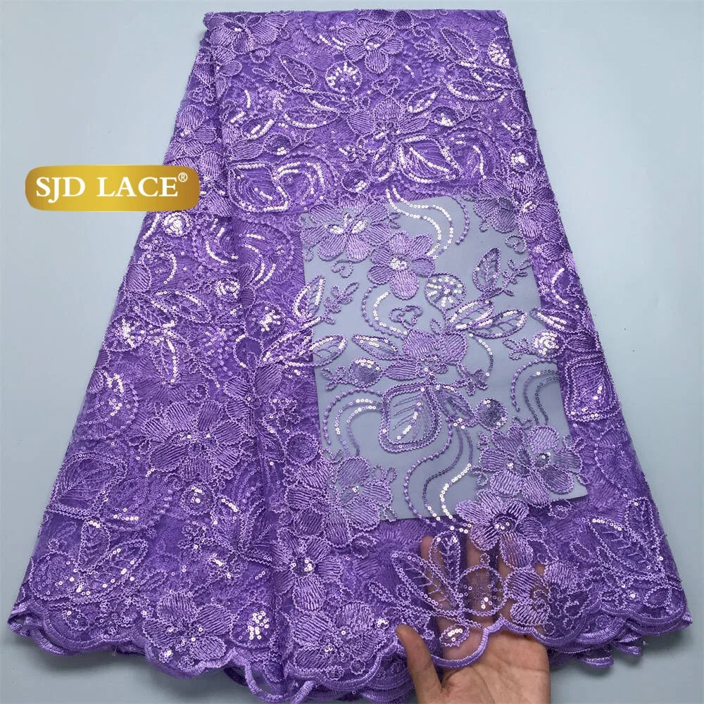 SJD LACE Gold French African Mesh Lace Fabrics for Women Wedding Dress 2026 High Quality Nigerian Tulle Net Lace Fabrics for Party DIY Cloth 4716