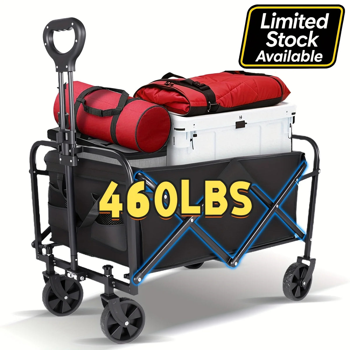 Heavy Duty Foldable Trolley All Terrain Pet Cart With Aluminum Frame Large Wheels For Camping Shopping