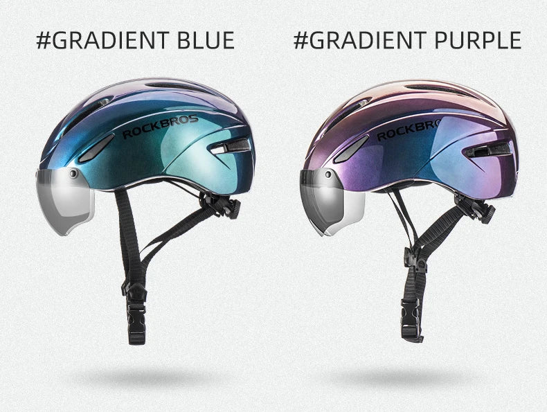 ROCKBROS Bicycle Helmet  Aero Cycling Helmet Integrally-molded Bike Helmet Men Women Goggles Lens MTB Road Cycling Equipment