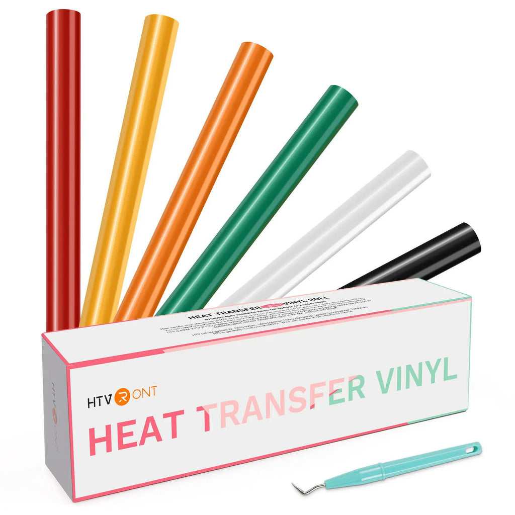 HTVRONT 12/6 Pack 12inX5ft Multi Colors Heat Transfer Vinyl Roll for Cricut T-shirt Printing DIY Iron on HTV Film Christmas Gift