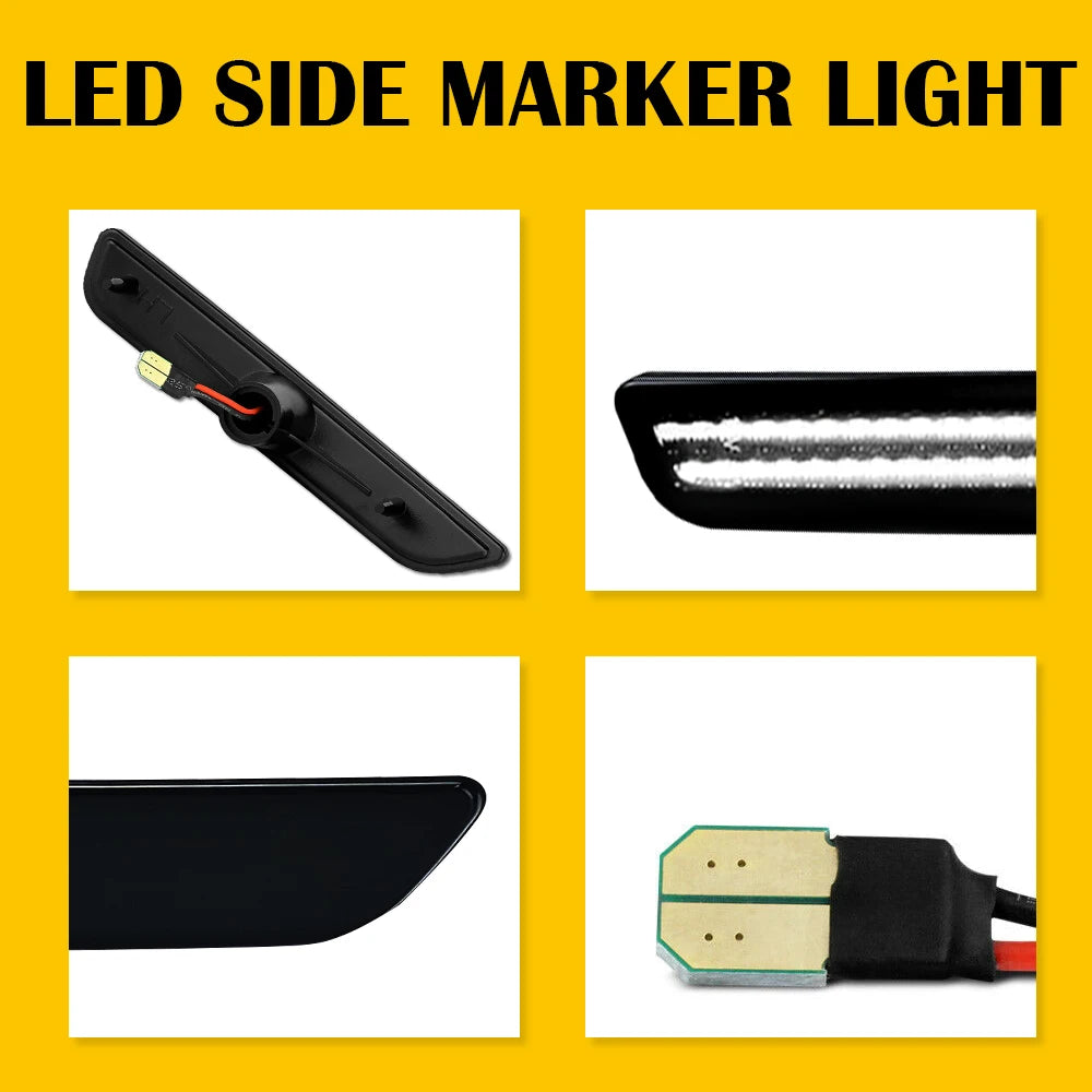 4/2Pcs LED Turn Signal Front Rear Bumper Side Marker Lights For Ford Mustang GT Shelby GT500 Boss 302 2010 2011 2012 2013 2014