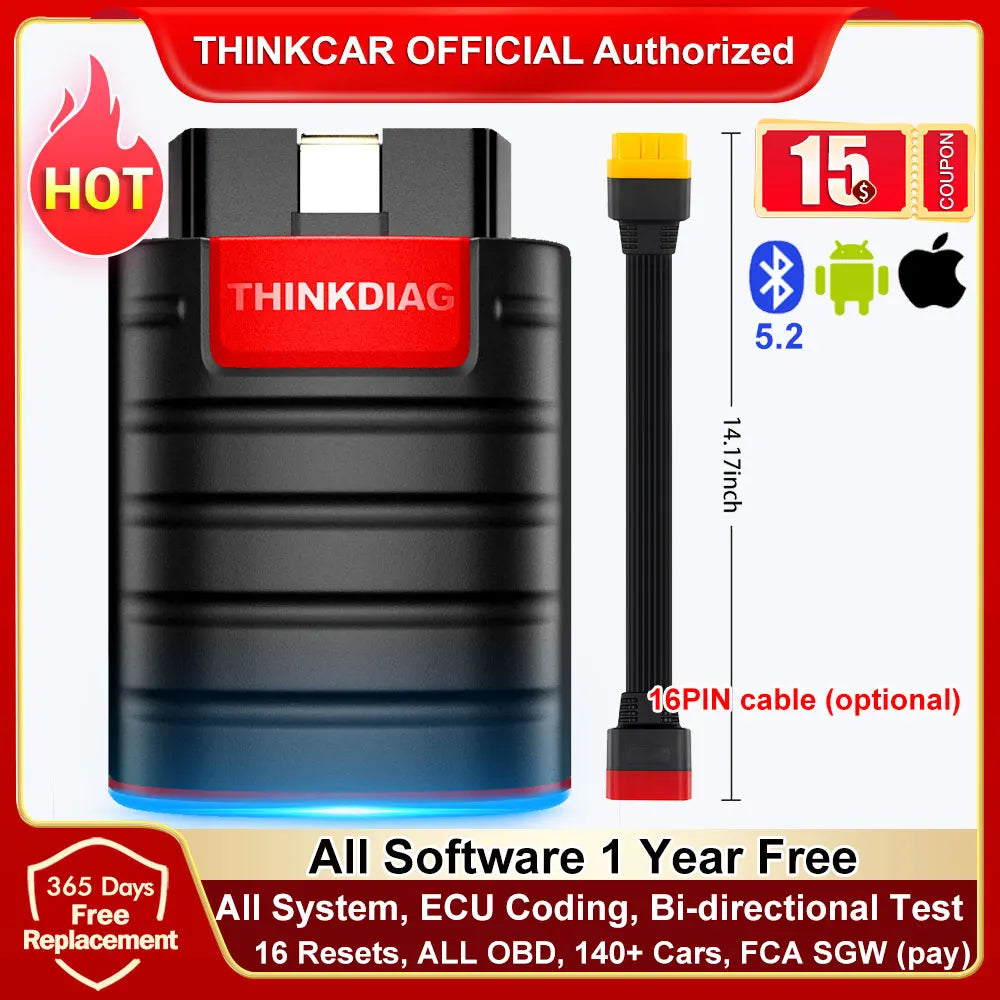 2026 THINKCAR New Thinkdiag Online ECU Coding Active Test ALL System German Car Diagnostic Tool 16 Reset Code Reader Hot Version