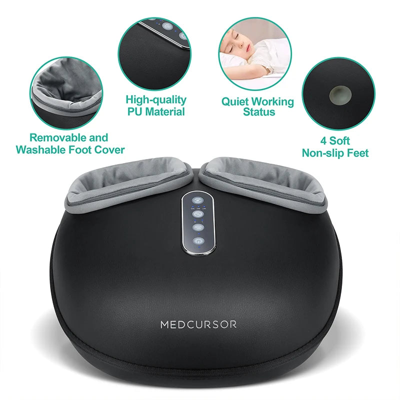 Medcursor Shiatsu Foot Massager Machine with Heat Roller Muscle Relaxation Pain Relief Electric Fully Wrapped Foot Massage