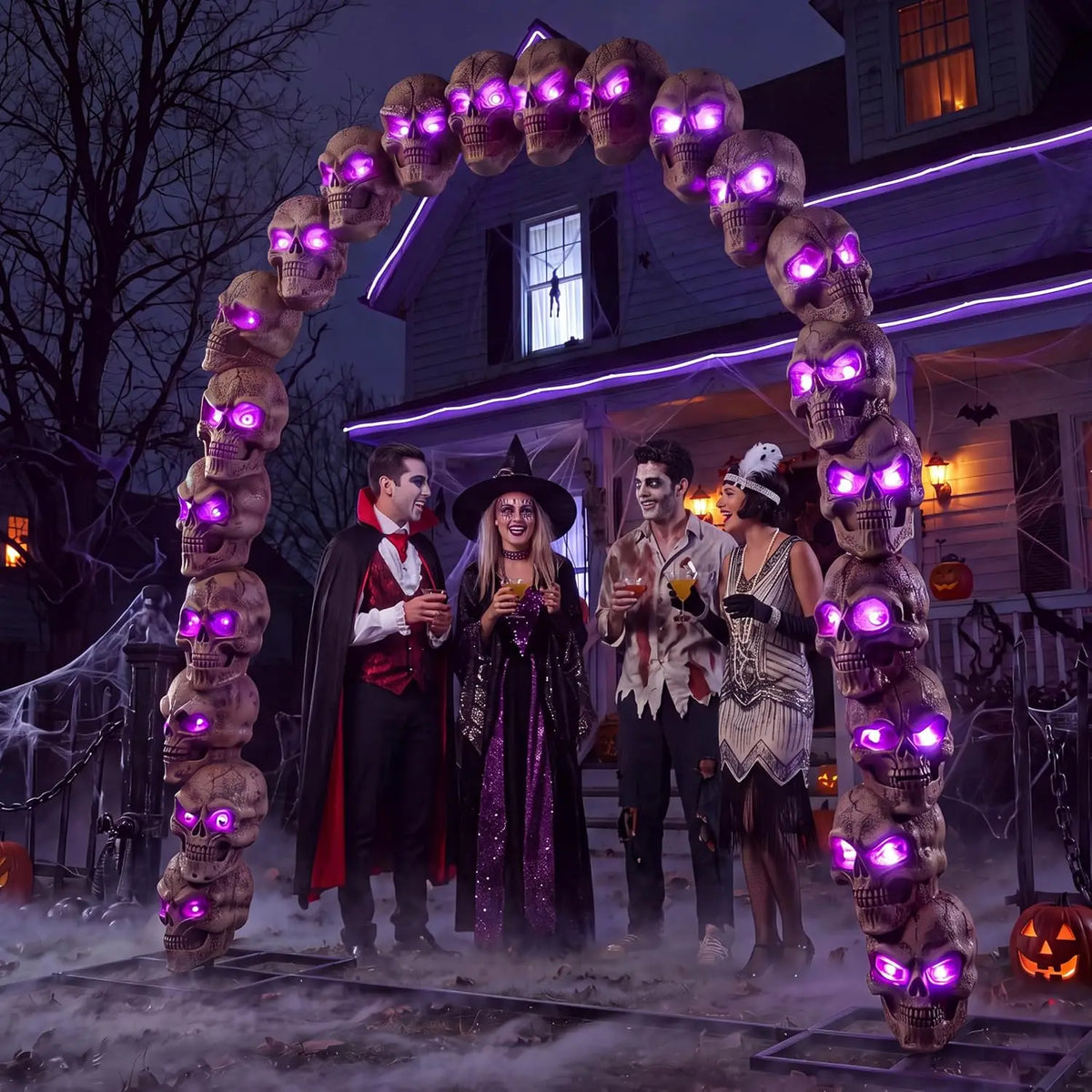 Halloween 7.2 ft RGB Skull Archway, LED Outdoor Skeleton Arch with 6 Modes