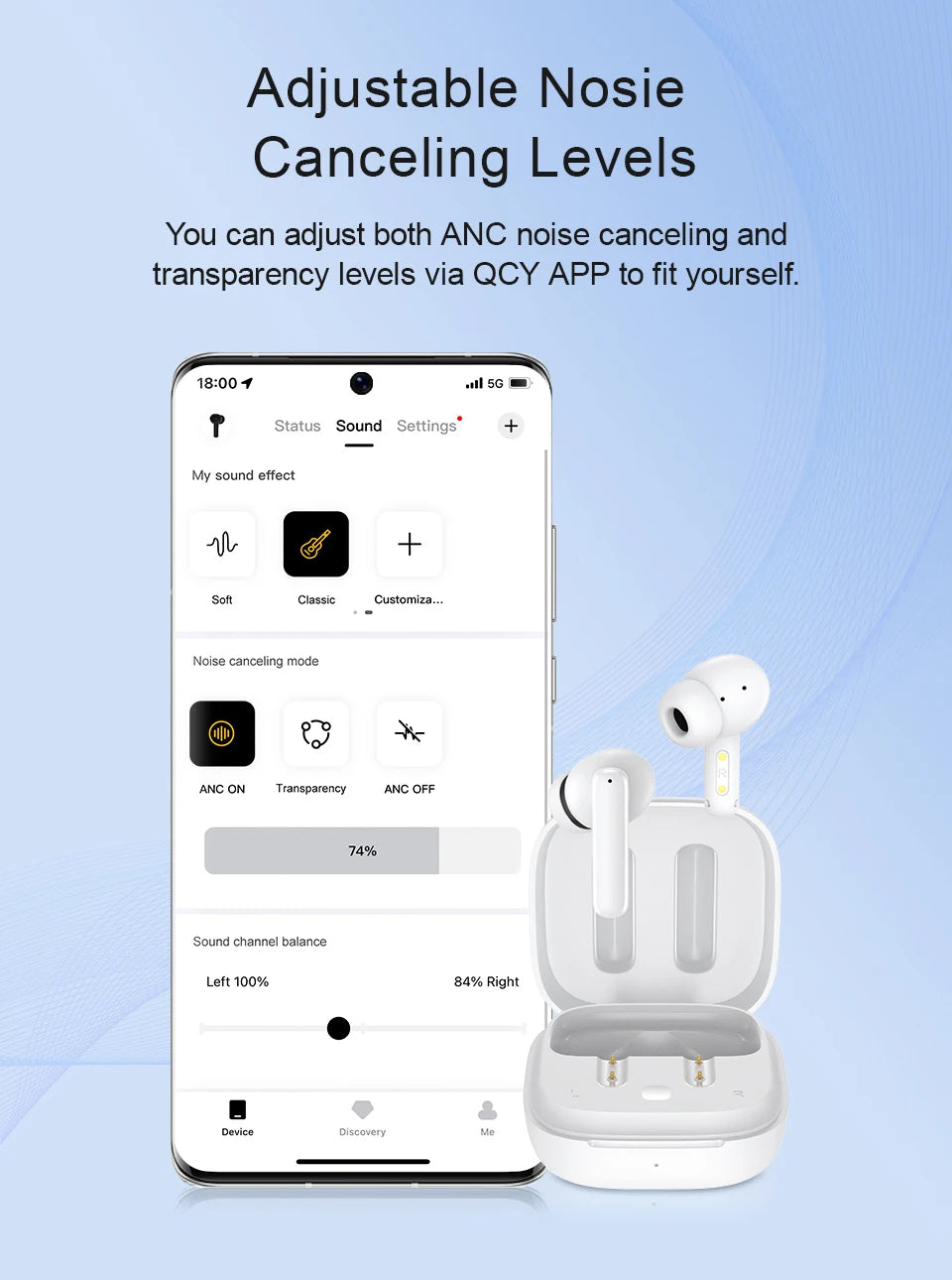 QCY T13 ANC Wireless Earbuds, Bluetooth 5.3 Active Noise Cancelling Earphones