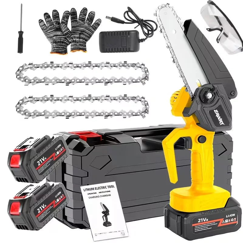 Mini 6-inch Cordless Chainsaw With Splash Guard & Safety Lock, Great For Gardening, Camping, Firewood, And A Perfect Gift For Parents.Black Friday Discount Promotion, Birthday, Christmas Or Festival Gift