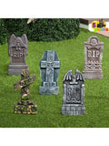 17'' Halloween Foam RIP Graveyard Tombstones, Halloween Tombstones Outdoor Decorations for Graves Decorations with 12 Metal Stakes for Cemetery Yard Lawn Party Decor