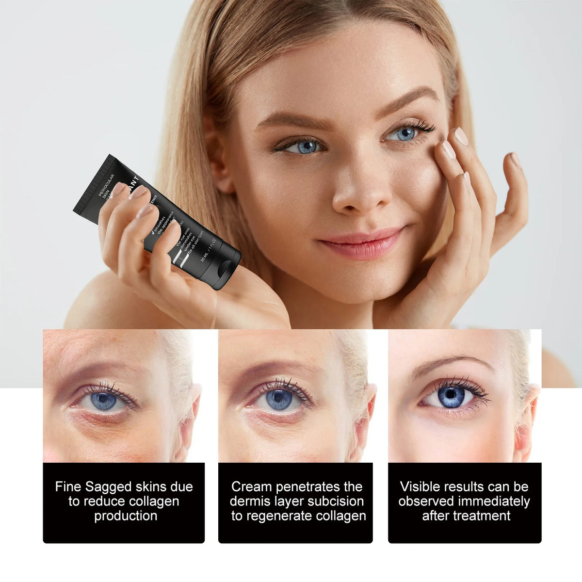 Instant Firming Collagen Eye Cream, Hydrating Lifting Under-Eye Cream for Puffiness
