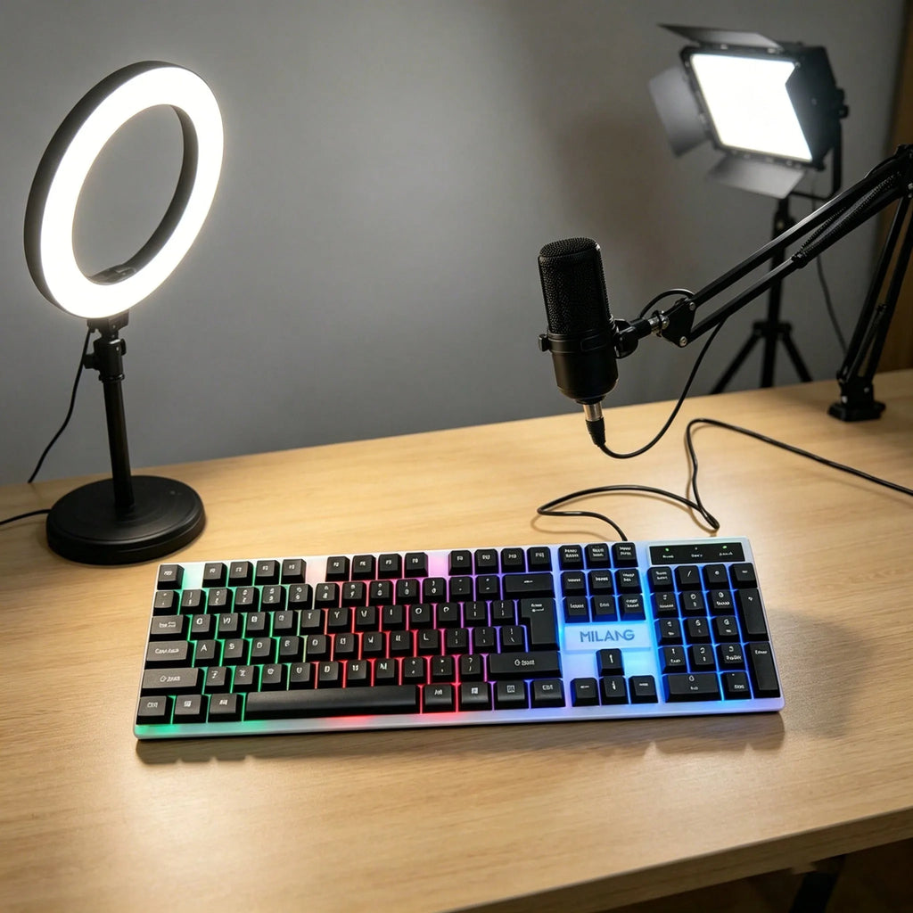 1pcsRGB Backlit Gaming Keyboard and Mouse Set, Wired 104-Key Mechanical-Feel Keyboard with LED Lighting, Ergonomic High-Precision Gaming Mouse