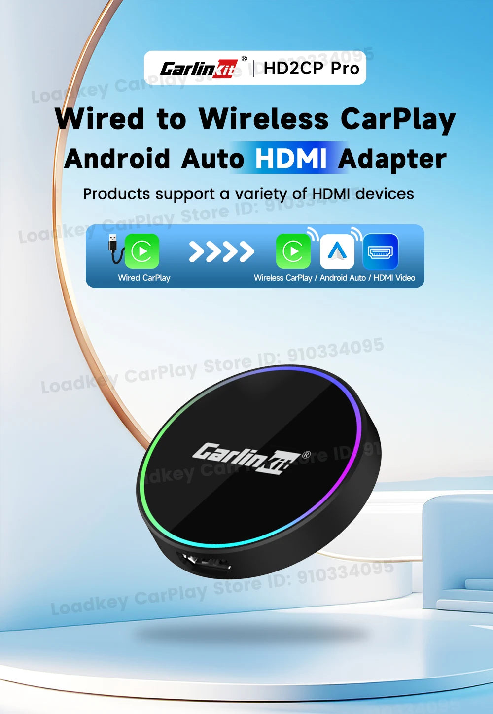 2026 CarlinKit HD2CP Pro CarPlay to HDMI Wireless Adapter CarPlay Android Auto 2K HDMI Input Support Tv Stick Laptop Tv Box 5.0