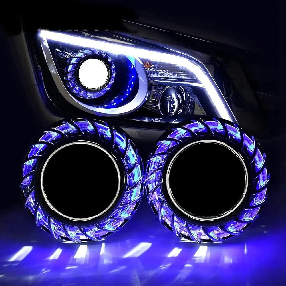 2 Pcs LED Angel Eyes Turbine Halo Rings Shrouds Mask For 2.5 inch Bi-xenon HID Projector Lenses Headlight H4 H7 Tuning