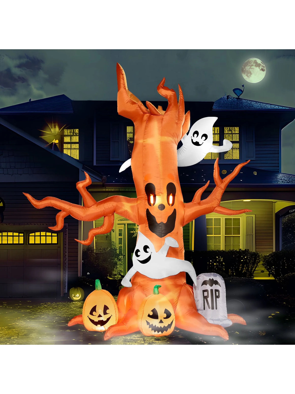 Halloween 8 ft Inflatable Haunted Tree with Ghost and LED Lights