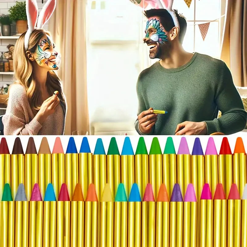 28/36pcs Face Paint Crayons Set Makeup Sticks,Non-Toxic Safe Face&Body Painting Art Crayons kit for Halloween,Cosplay,Mardi Gras