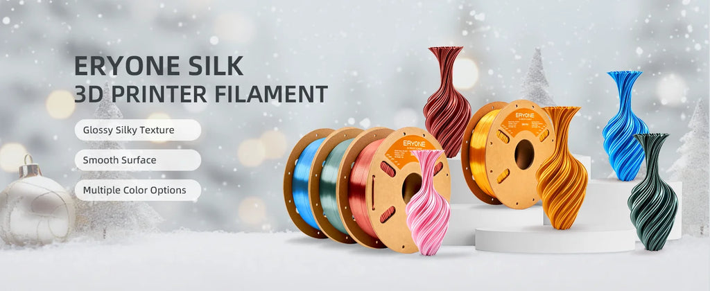 ERYONE 1KG Silk PLA 3D Printer Filament 1.75mm, Premium Silk Shiny Finish Single Color, Glossy Smooth Surface 1kg Spool