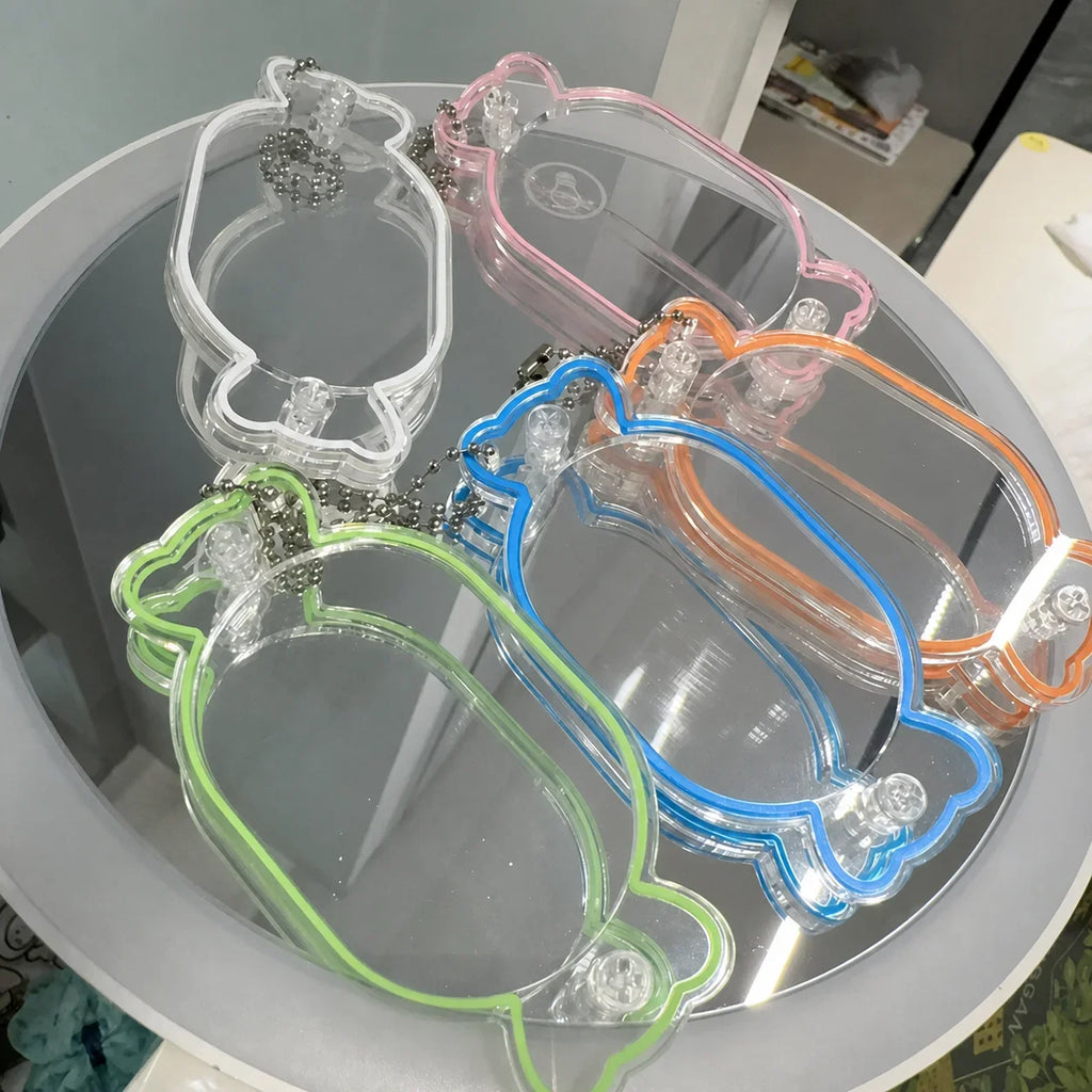 Candy Shape Acrylic Shaker Keychain Clear DIY Charm Pendant with Colored Edge Gift for Bag Keychain Jewelry Making