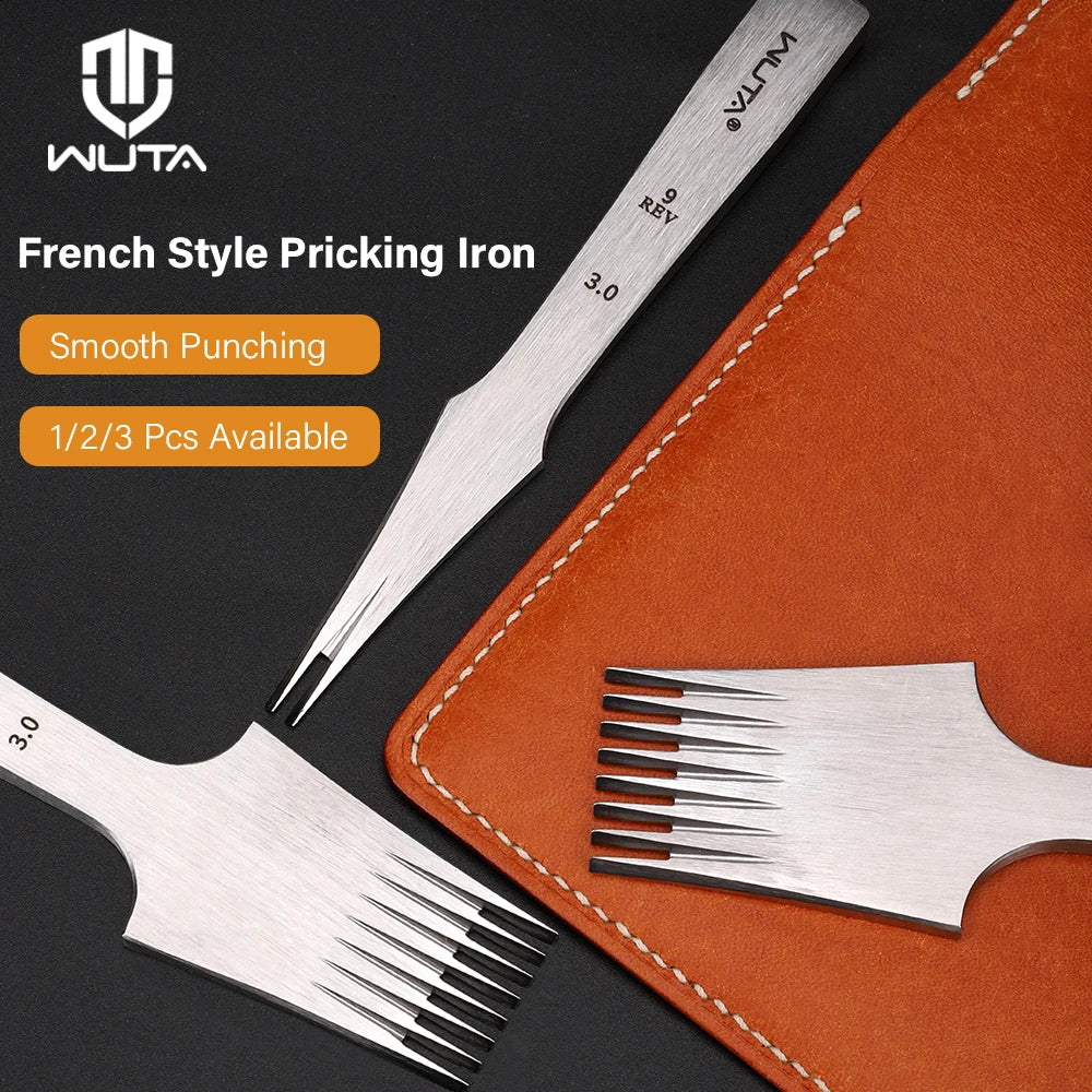 WUTA 1PC Professional Sharp Leather Chisel Punch French Style Pricking Iron Punching Tool High Polish DIY Leather Craft Tools