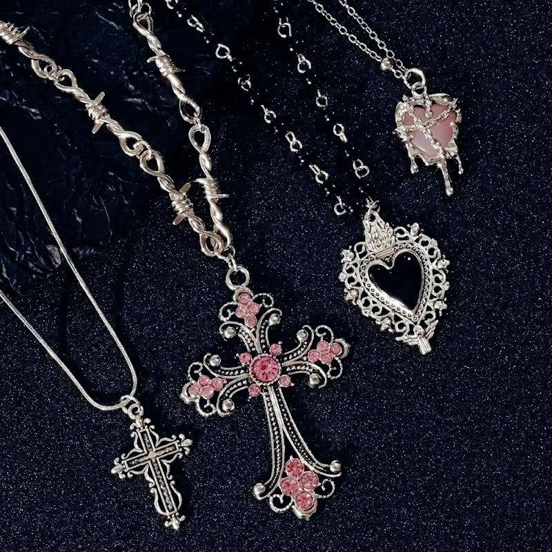 Cross Heart Pendant Necklace