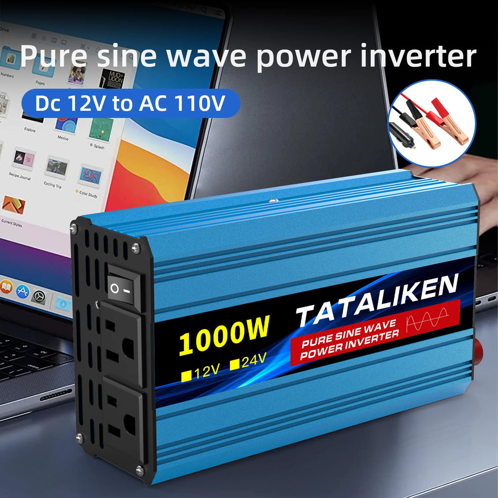Pure Sine Wave Inverter DC12V To AC110V 60HZ 1000W/1600W/2200W/2500W/3000W/3500W/4000W Power Voltage Converte