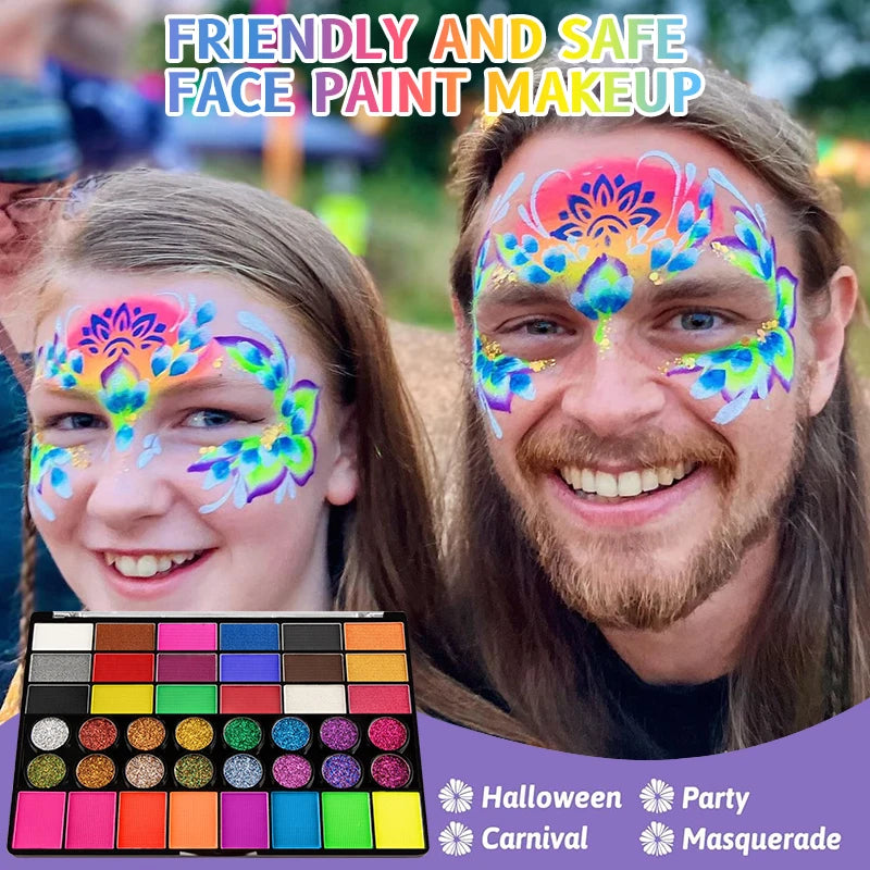 42 Color Face & Body Paint Palette,Water Soluble Long Lasting Safe Halloween Body Painting Pigments for Face Body Paint Makeup
