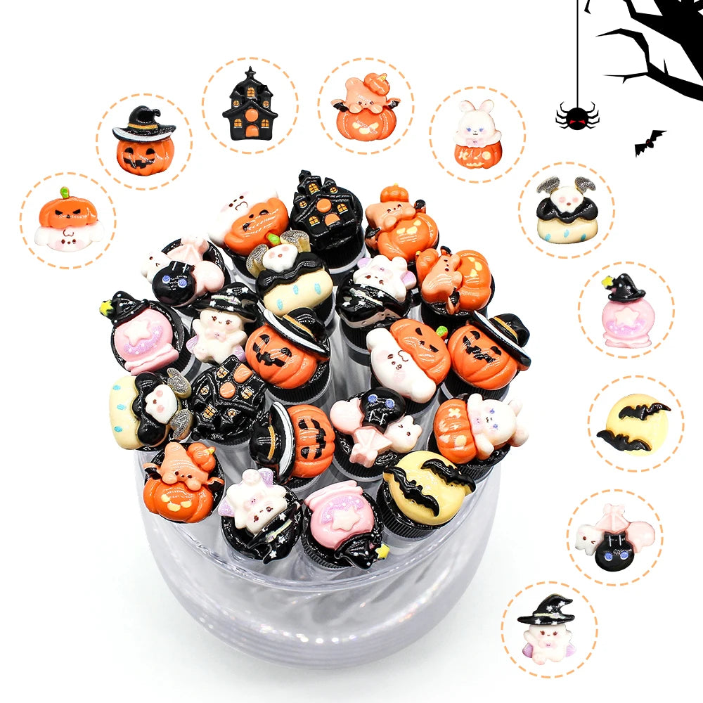 10/50pcs Reusable Eyelash Brush Halloween Tube Mascara Wand - Spooky & Cute With Tube Eyelash Wands Eyebrow Brush Replaceable