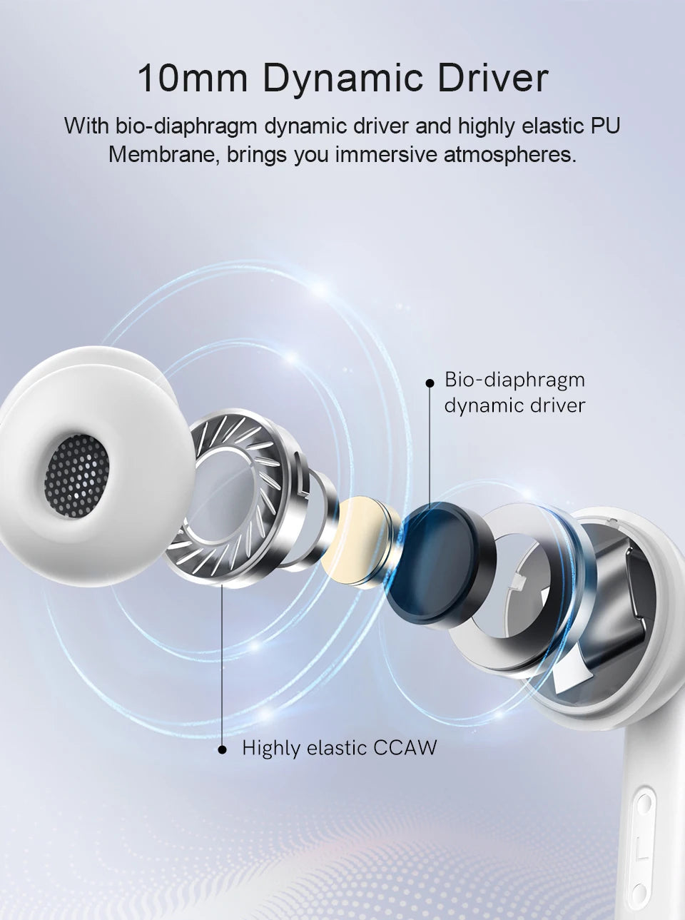 QCY T13 ANC Wireless Earbuds, Bluetooth 5.3 Active Noise Cancelling Earphones