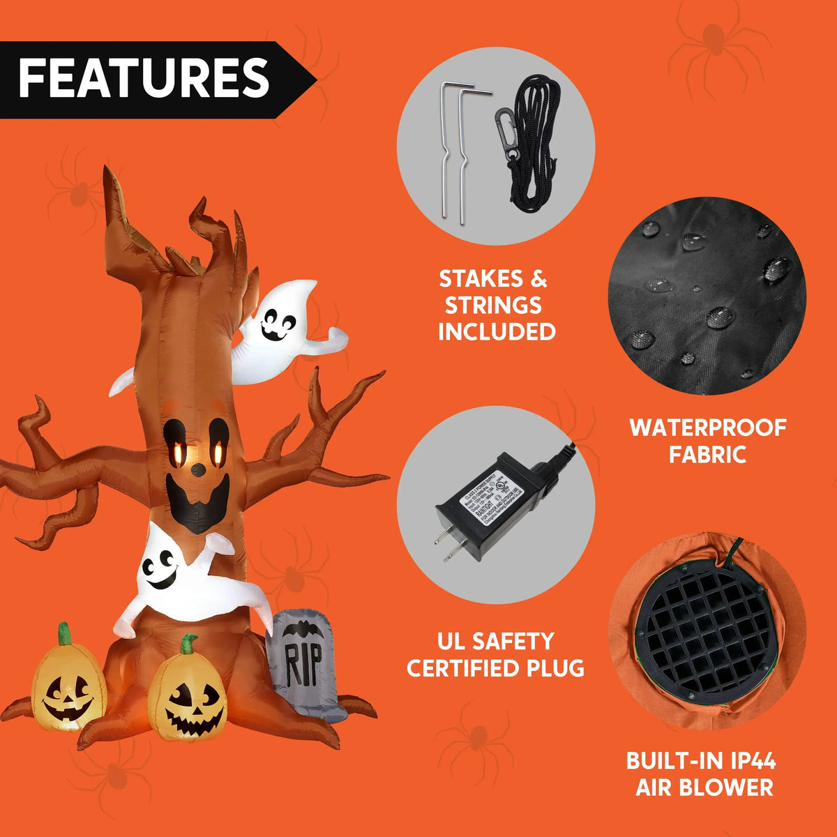 Halloween 8 ft Inflatable Haunted Tree with Ghost and LED Lights