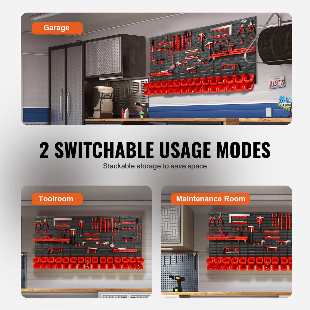 SucceBuy Wall-Mounted Parts Storage Bin Rack