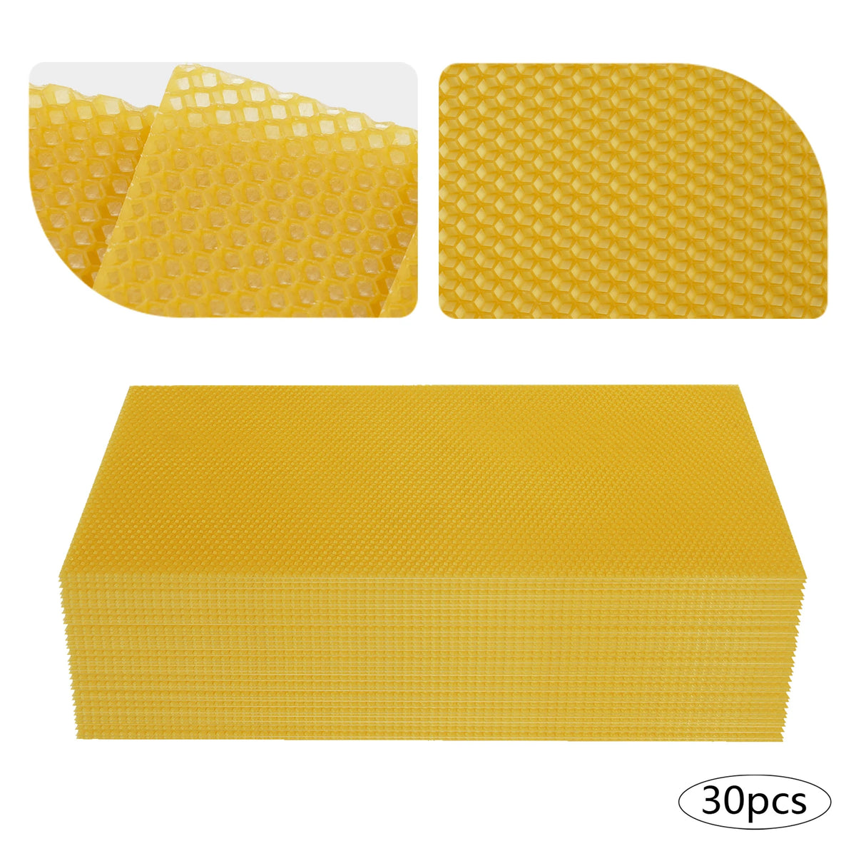 30-Pack Beeswax Foundation Sheets Natural Beeswax Hive Foundations Beekeeper's Starter Kit 7.68x16.34" Beekeeping Sheets for Increased Honey Production