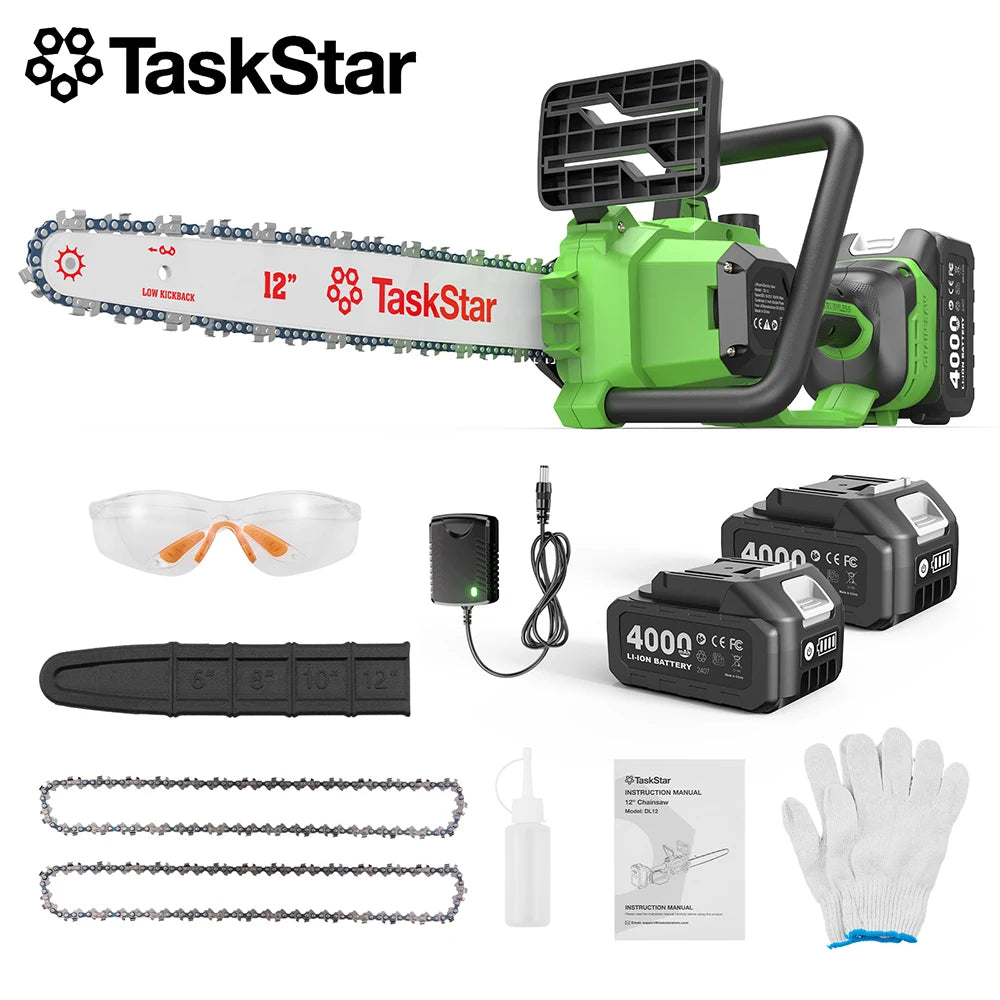 12 Inch Brushless Electric Chainsaw Cordless Electric Saw with Auto Oiler & Security Lock