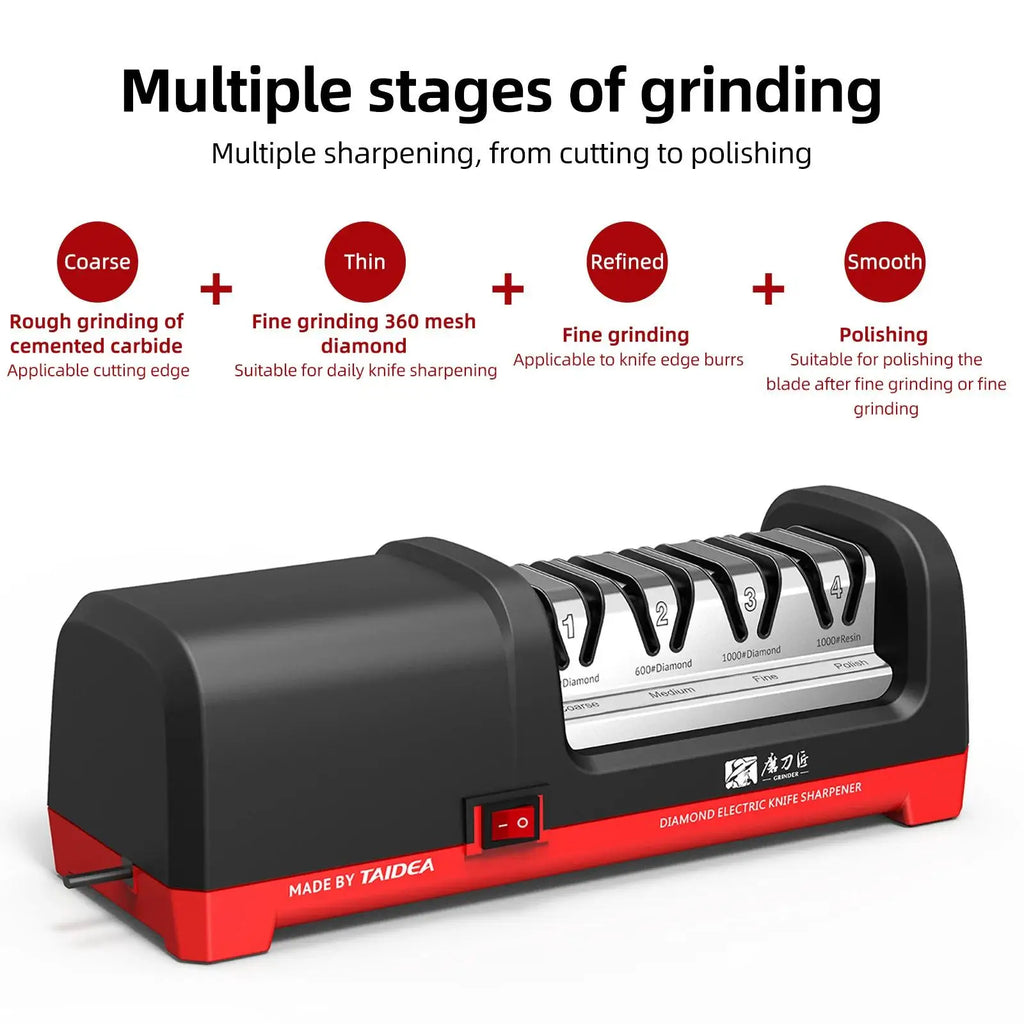 Taidea GRINDER 4 Stage Diamond Electric Knife Sharpener With 2800rpm Rotational Speed And 18W Rated Power FCC CE Certif TG2102