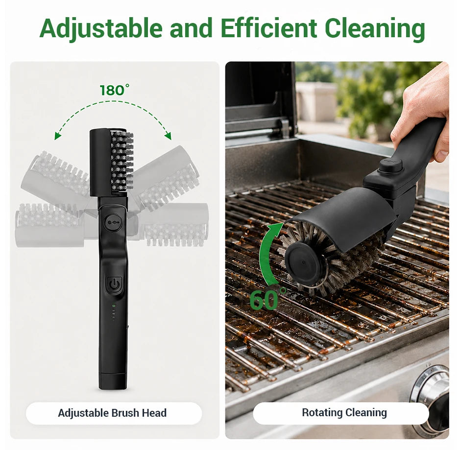 Electric Grill Brush, Multifunctional High Torque Grill Brush with 3-Speed Modes, 20kg Max Torque BBQ Cleaner Safe for Porcelain Cast Iron Stainless Steel, Reinforced Steel Bristles