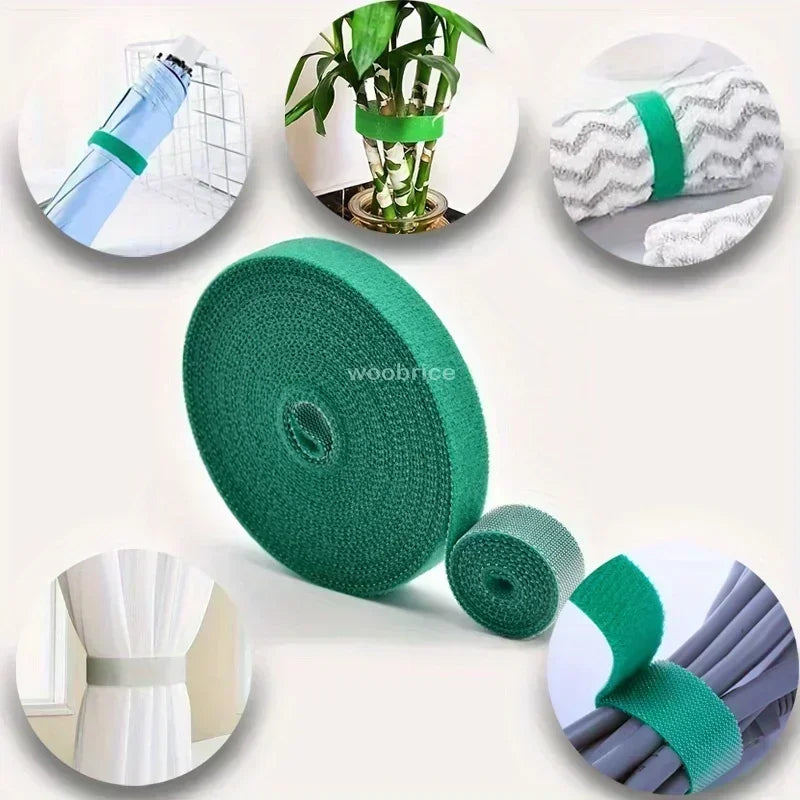 Self Adhesive Plant Nylon Cable Tie Green Adjustable Plants Hook Loop Support Garden Twine Bandage Reusable Fastener Tape Strips