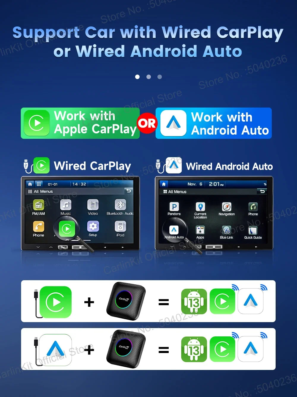 CarlinKit 128GB LED Wireless CarPlay AI Box