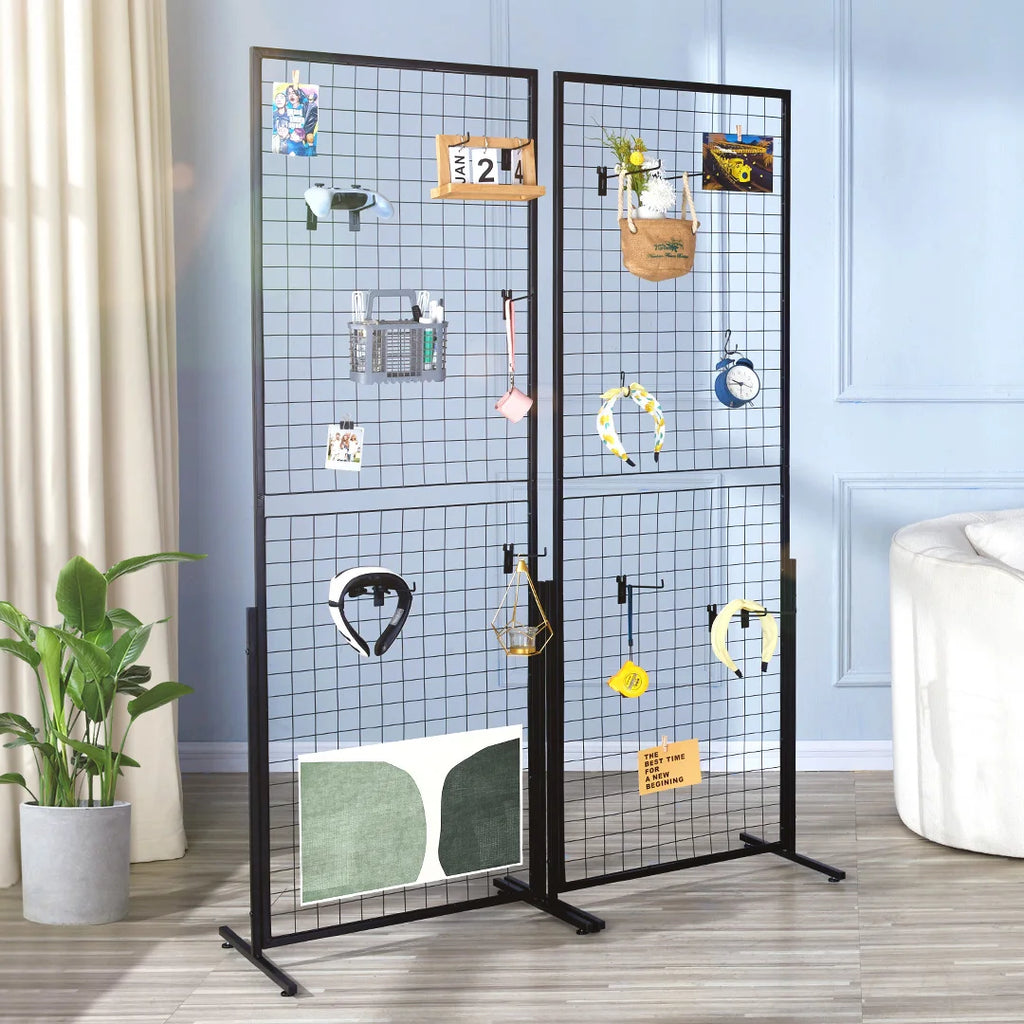 Double-Sided Gridwall Display Tower, Wire Grid Panels for Craft Shows and Retail