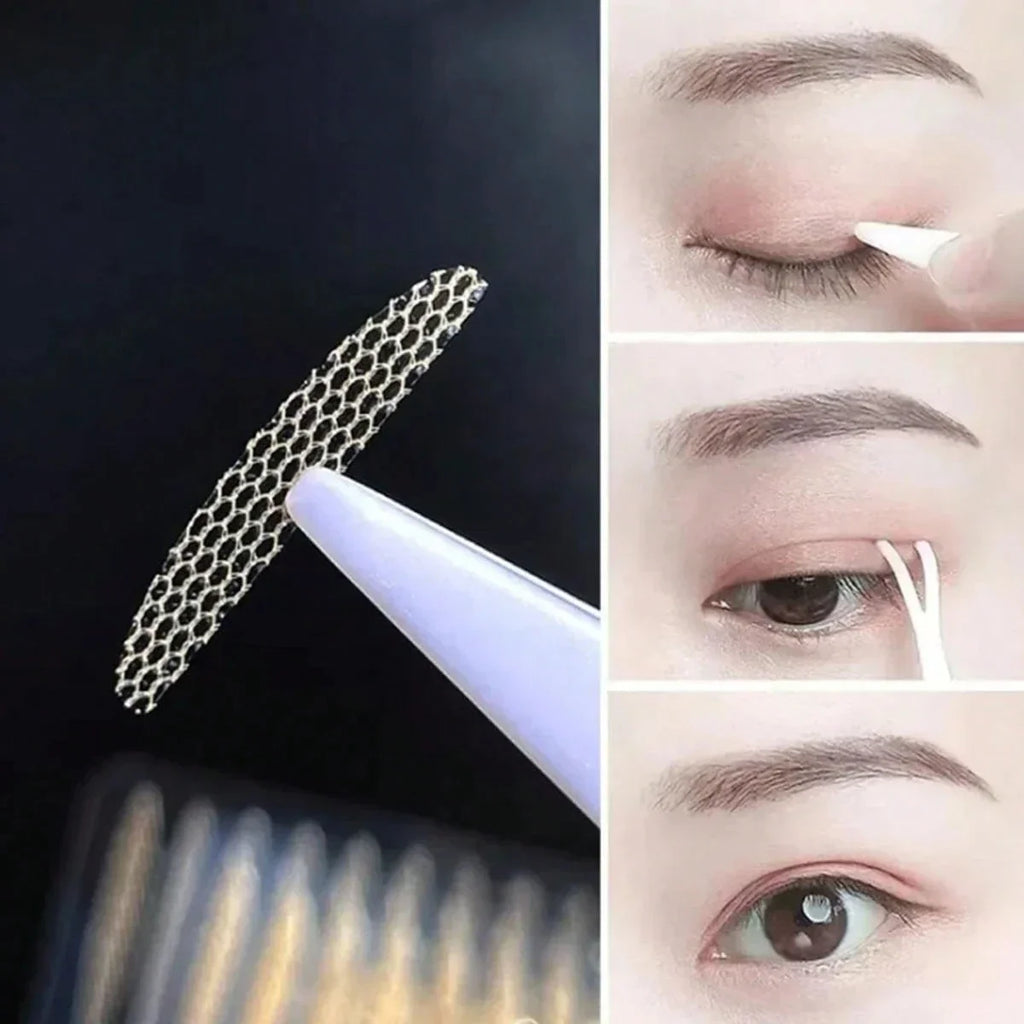 Lace Invisible Double Eyelid Tape, 240 Pieces, Clear and Beige Self-Adhesive Eye Shaping Stickers with Applicator