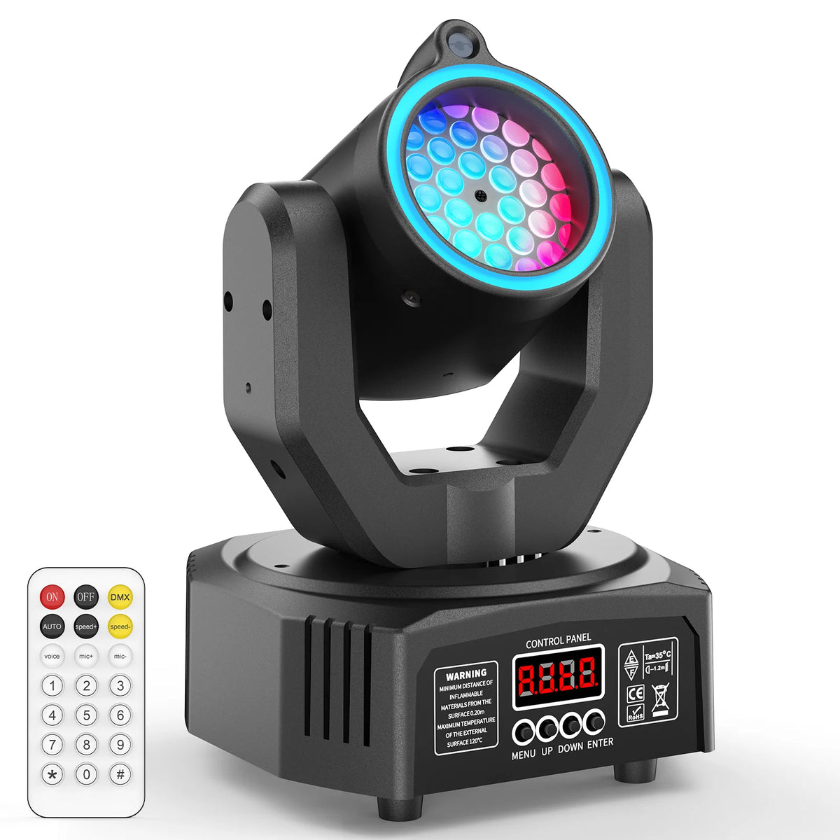 Mini 30W Beam Pattern Moving Head Light RGB DMX Sound Activated Strobe Effect Stage Light for DJ Disco Party Christmas