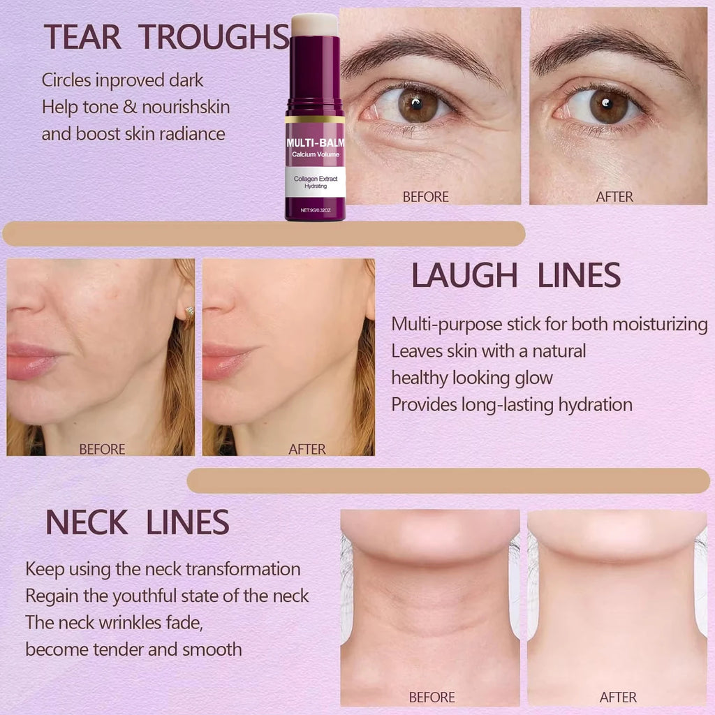 Multi Balm Collagen Stick, Hydrating Firming Moisturizer for Eyes, Neck and Face