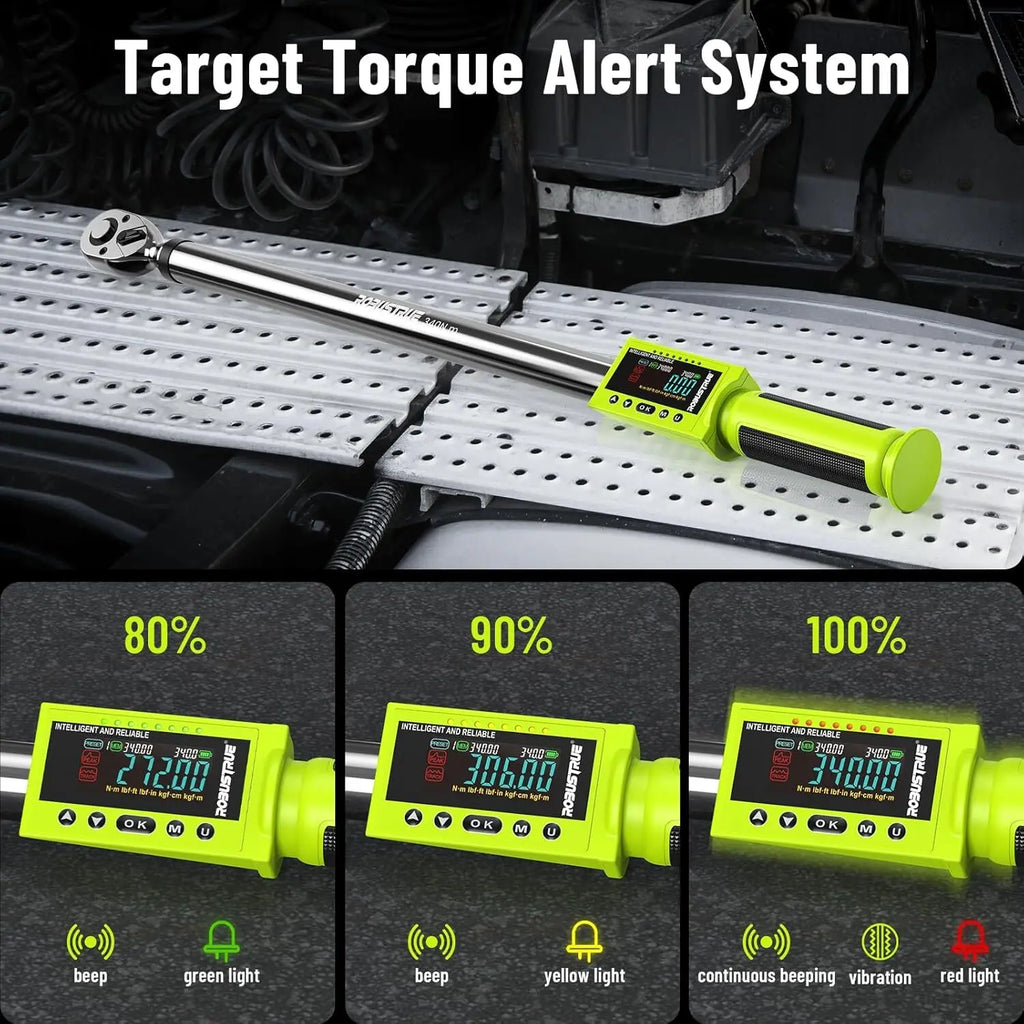 Robustrue TH340 1/2" Digital Torque Wrench Kit 300Nm ±2% 500 Data Memory & 10 Preset