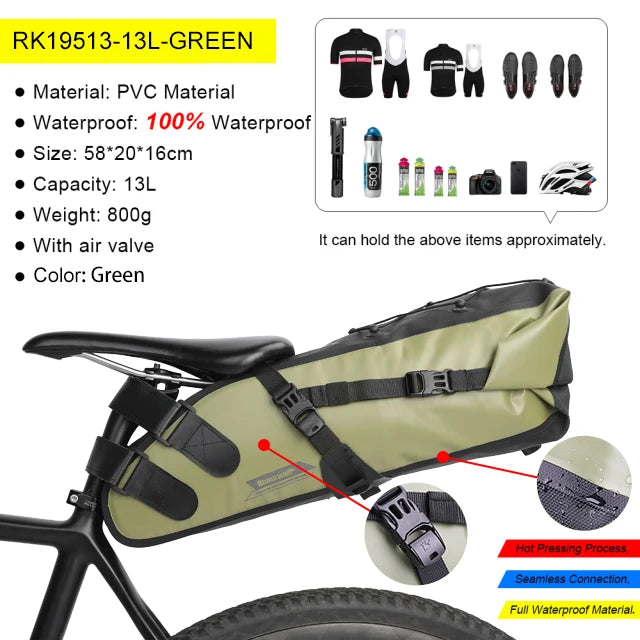 Bicycle Bag 5L-13L Full Waterproof Road Mountain Bike Cycling Rear Rack Bag Luggage Pannier Bike Saddle Accessories