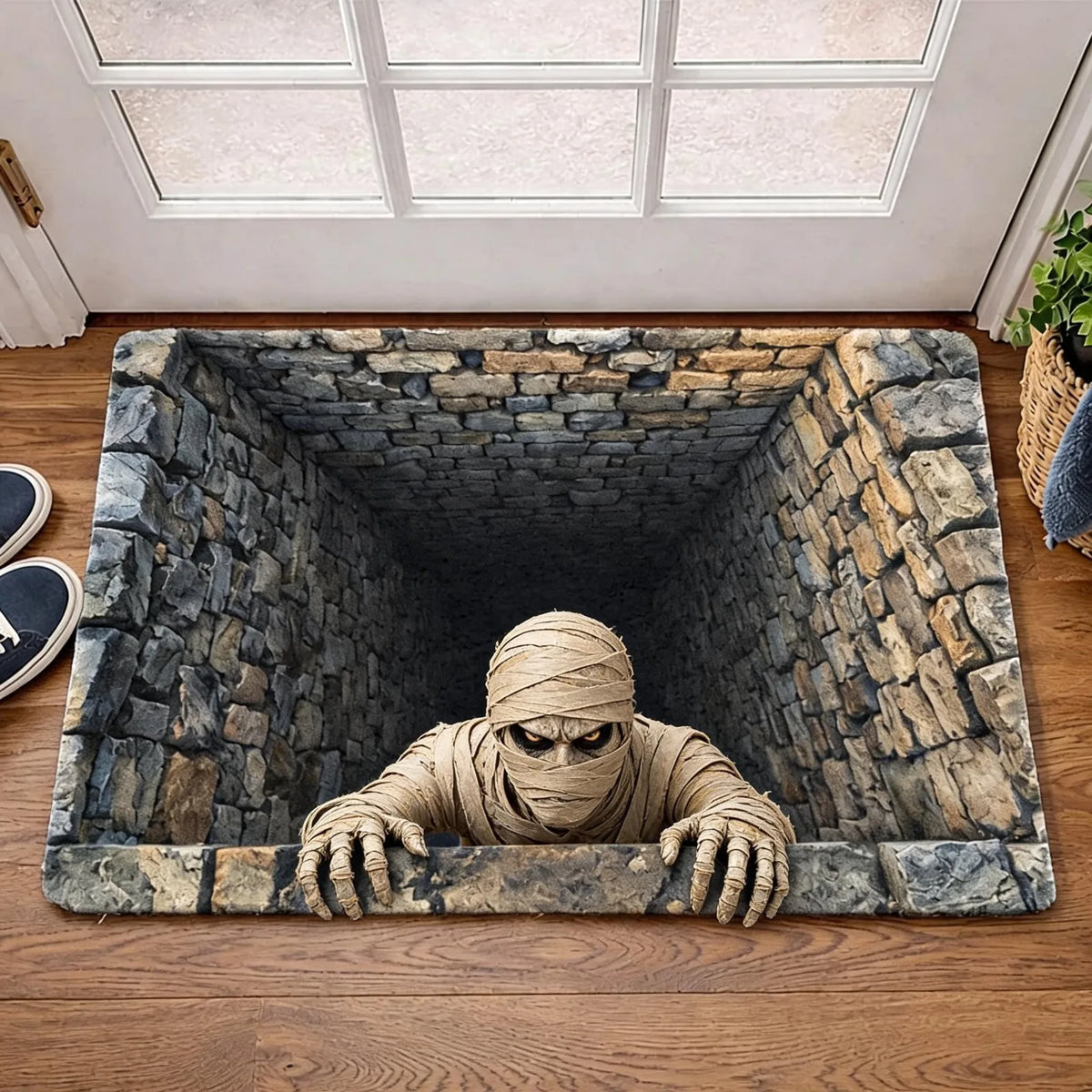 Halloween 3D Illusion Skeleton Pit Door Mat