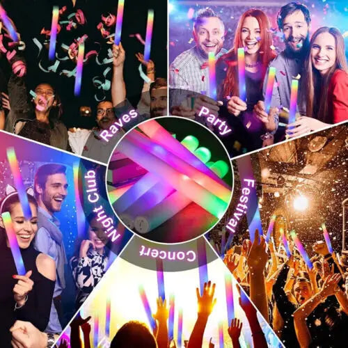 Glow Sticks Bulk 102Pack LED Light Up Foam Sticks 3 Modes Color Flashing,Glow Party Supplies for Wedding Birthday Concert