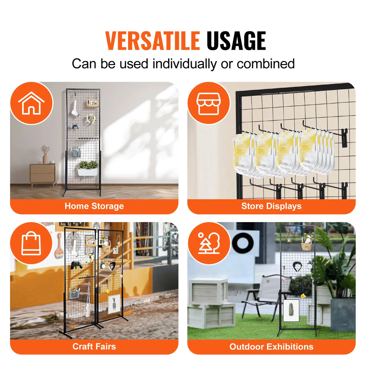 Double-Sided Gridwall Display Tower, Wire Grid Panels for Craft Shows and Retail