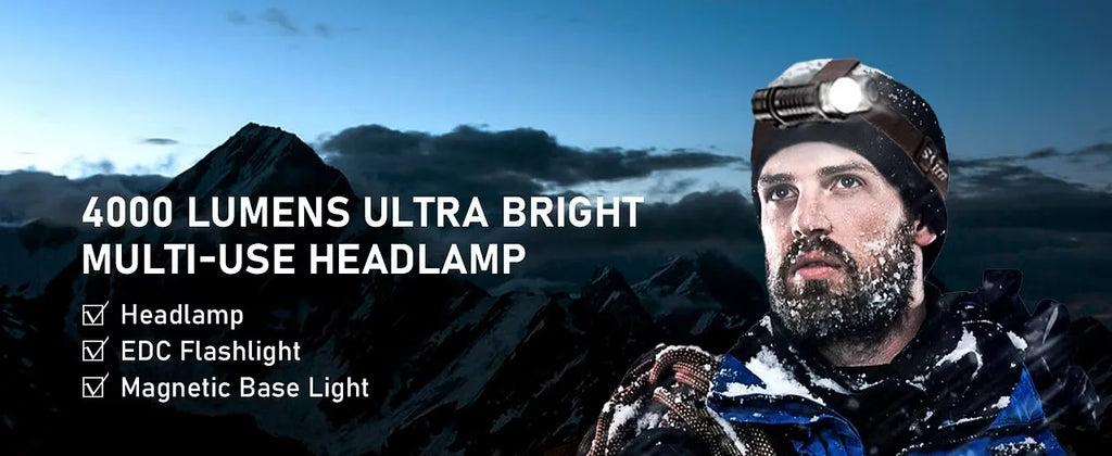 HS41 Headlamp 4000lm 21700 USB C Rechargeable with SST20 LED Torch Display with Magnetic Tail Flashlight