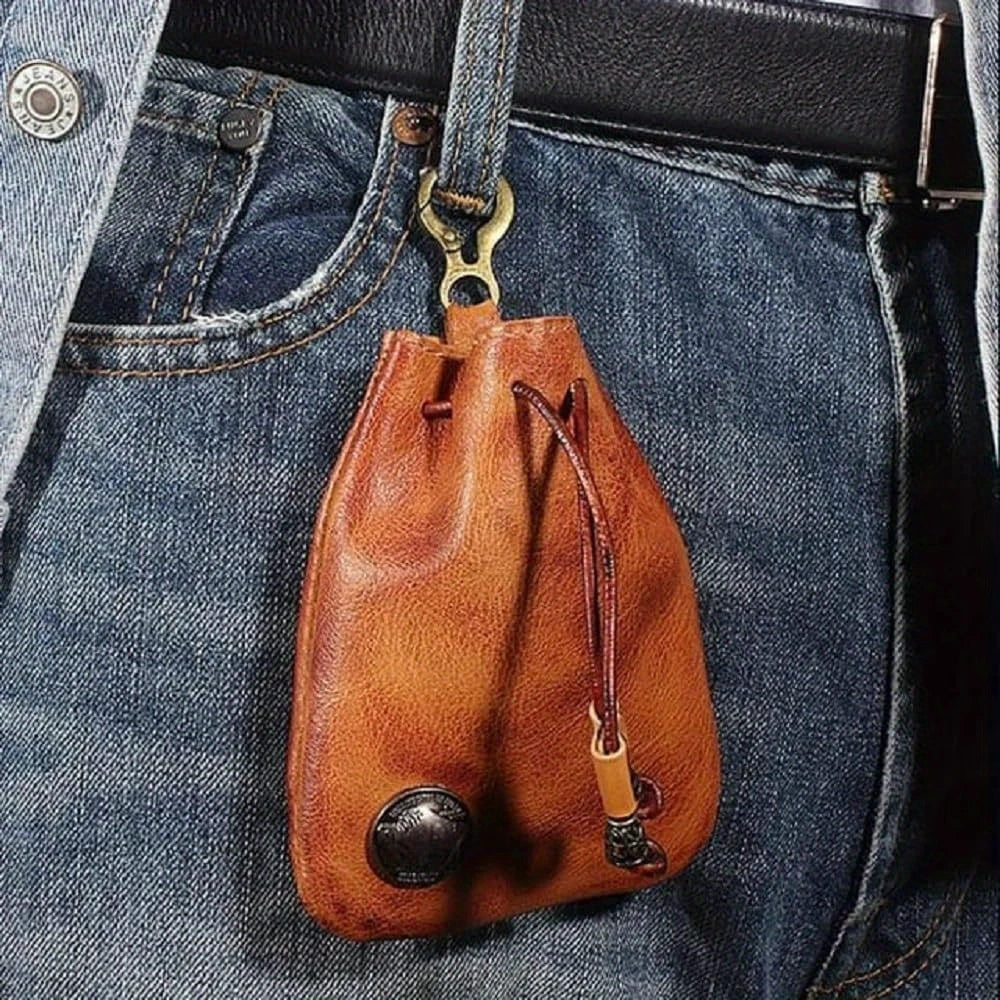 Vintage Leather Zip Coin Purse Card Holder Mini Wallet Key Organizer Travel Pouch for Gifts Daily Carry