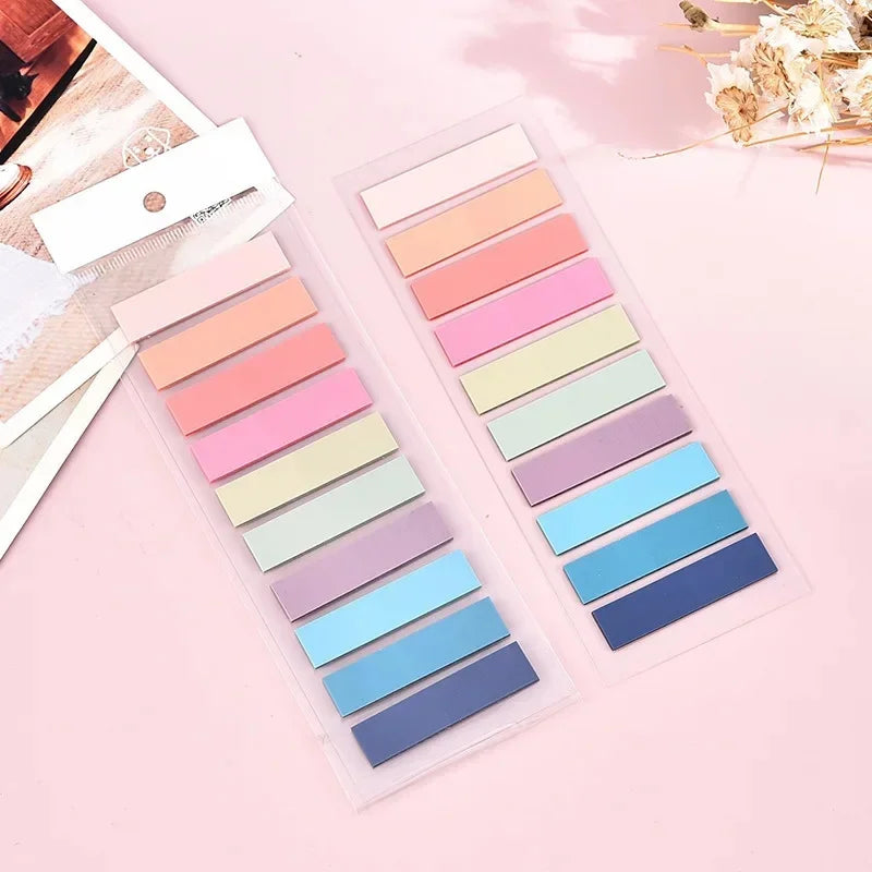 Waterproof PET Self-Stick Notes, Solid Color Sticky Notepad for Journaling and Scrapbooking