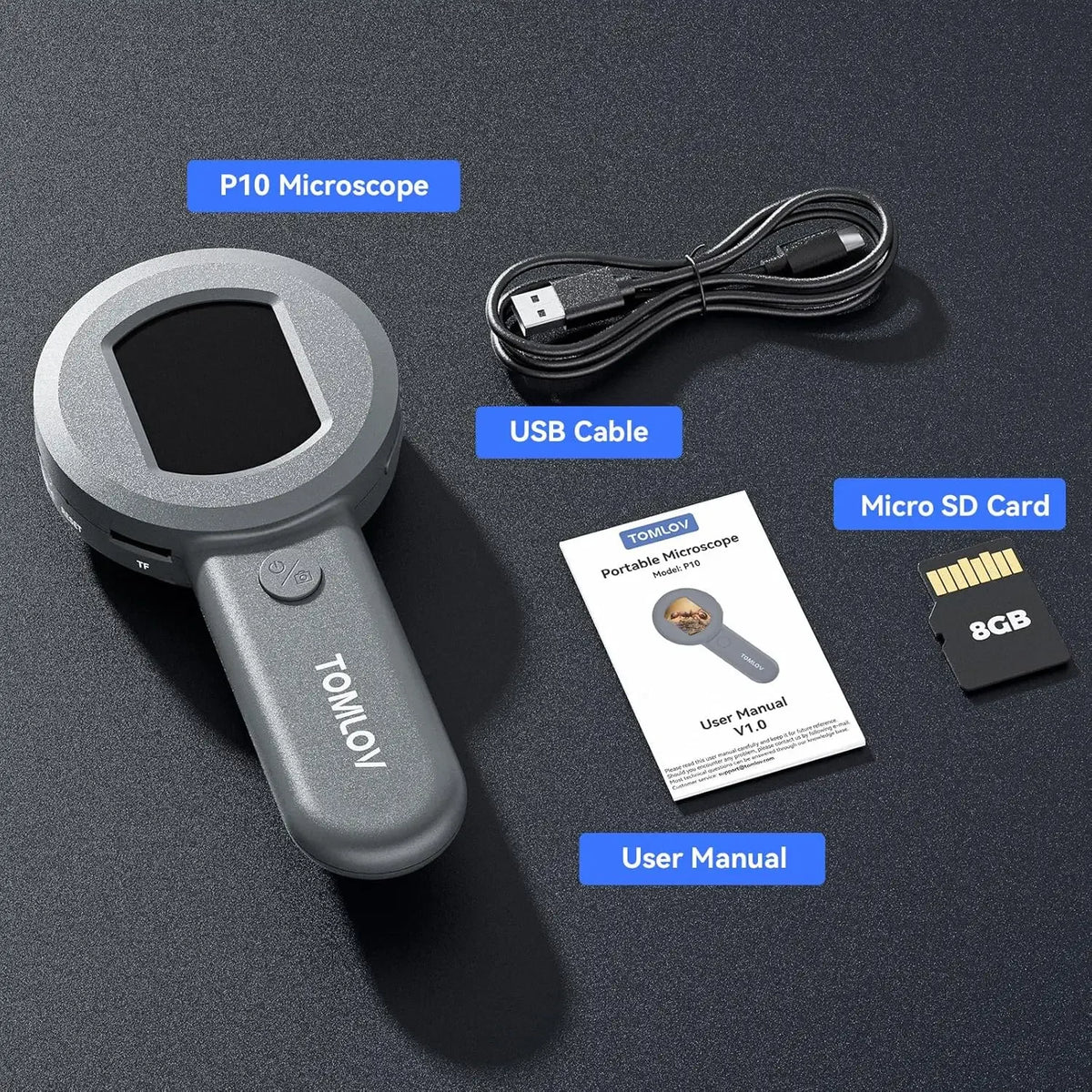 TOMLOV P10 Kids Microscope Digital Portable 100X Illuminated Jewelers Loupe Handheld Coin Magnifier with Light for Error Coins Collector Pocket Trichome Magnifying Glass