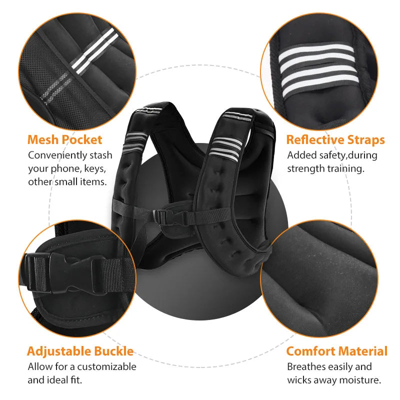 12 lb Weighted Vest with Reflective Stripe for Workouts