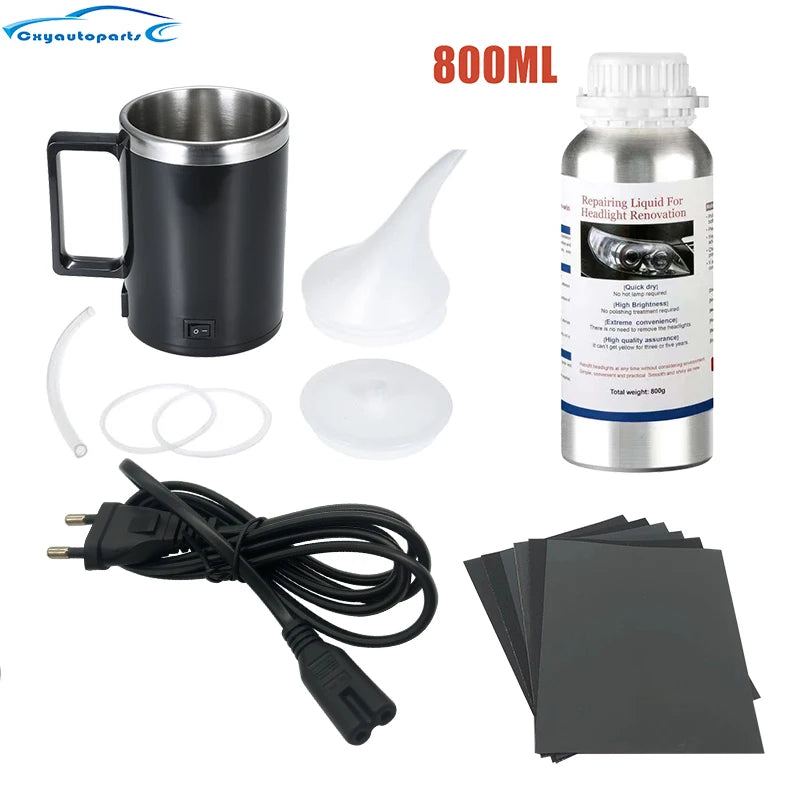 Car Headlight Restoration Kit, Liquid Polymer Headlamp Polish and Repair Set
