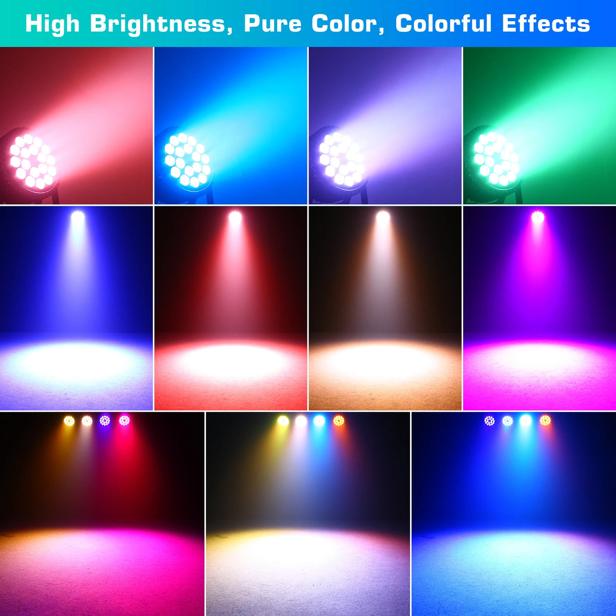 U'King 1/2/4Pcs 200W Par Lights RGBWA+UV 18 LEDs Stage Lights DMX512 Par Can DJ Lights For Wedding Party Disco KTV Bar Nightclub