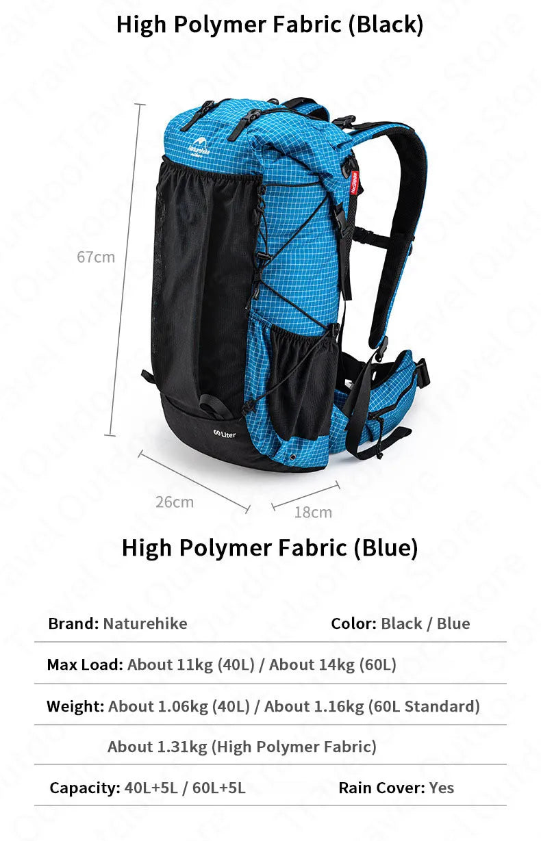 Outdoor Mountaining Backpack Waterproof High Capacity Sports Climbing Ultralight Hiking Travel Bag With Rain Cover
